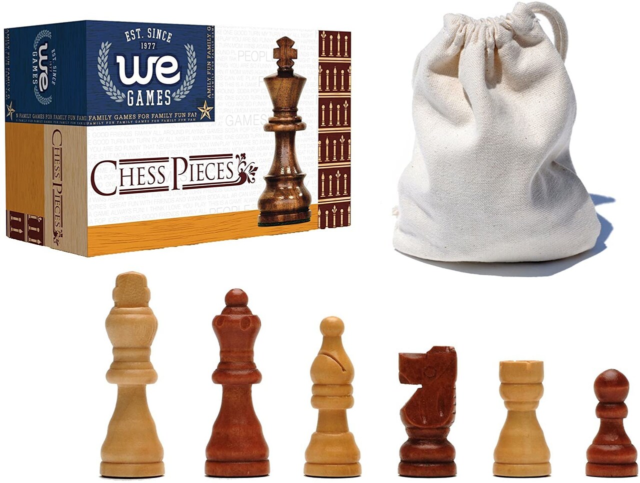 WE Games French Staunton Wood Chess Pieces with 2.5 inch King